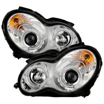 Mercedes Benz C-Class 01-05 4 Dr Krom Strålkastare (Passar ej Xenon/HID-Modeller) - LED Halo – Krom Spyder Auto